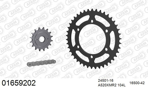 Kawasaki GPZ500S 1987-1993 - AFAM XS-ring Extra Reinforced Chain & Steel Sprocket Kit, 520 (OE Pitch) - 01659202 - P3 Tuning