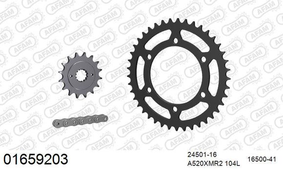Kawasaki GPZ500S 1994-2003 - AFAM XS-ring Extra Reinforced Chain & Steel Sprocket Kit, 520 (OE Pitch) - 01659203 - P3 Tuning