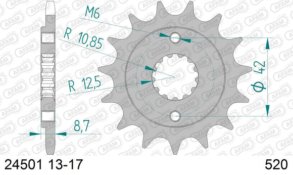 Kawasaki ER-5 (500cc) 1997-2000 - AFAM XS-ring Extra Reinforced Chain & Steel Sprocket Kit, 520 (OE Pitch) - 01659204 - P3 Tuning