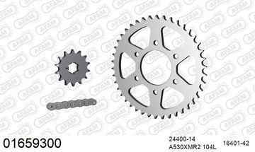 Kawasaki H2 500 E 1974 - AFAM XS-ring Extra Reinforced Chain & Steel Sprocket Kit, 530 (OE Pitch) - 01659300 - P3 Tuning
