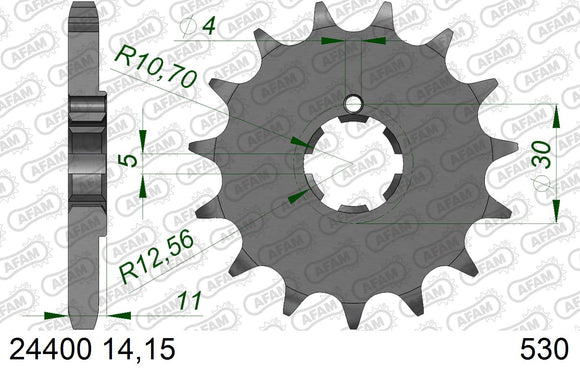 Kawasaki H2 500 E 1974 - AFAM XS-ring Extra Reinforced Chain & Steel Sprocket Kit, 530 (OE Pitch) - 01659300 - P3 Tuning