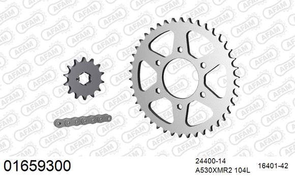Kawasaki KH500 1976 - AFAM XS-ring Extra Reinforced Chain & Steel Sprocket Kit, 530 (OE Pitch) - 01659300 - P3 Tuning