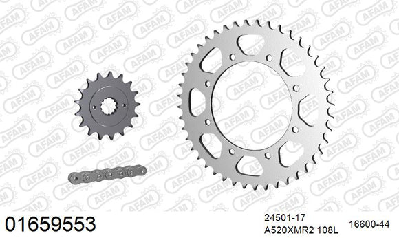 Kawasaki KLE500 2005-2007 - AFAM XS-ring Extra Reinforced Chain & Steel Sprocket Kit, 520 (OE Pitch) - 01659553 - P3 Tuning