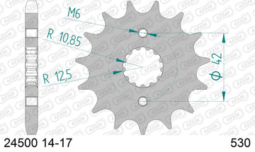 Kawasaki GPZ600R 1985-1989 - AFAM Reinforced Chain & Steel Sprocket Kit, 530 (OE Pitch) - 01670200B - P3 Tuning
