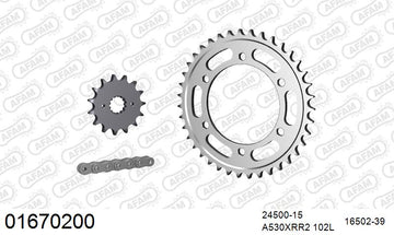 Kawasaki GPZ600R 1985-1989 - AFAM XS-ring Extra Reinforced Chain & Steel Sprocket Kit, 530 (OE Pitch) - 01670200 - P3 Tuning