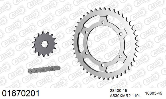 Kawasaki ZZR600 1990-1993 - AFAM XS-ring Extra Reinforced Chain & Steel Sprocket Kit, 530 (OE Pitch) - 01670201 - P3 Tuning