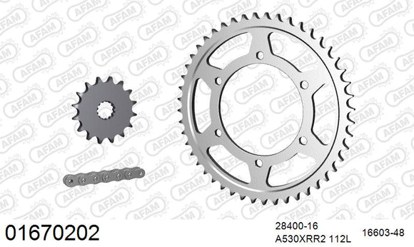 Kawasaki ZZR600 1993-2007 - AFAM XS-ring Extra Reinforced Chain & Steel Sprocket Kit, 530 (OE Pitch) - 01670202 - P3 Tuning