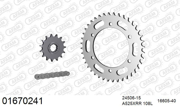 Kawasaki ZX-6R 1995-1997 - AFAM XS-ring Extra Reinforced Chain & Steel Sprocket Kit, 525 (OE Pitch) - 01670241 - P3 Tuning
