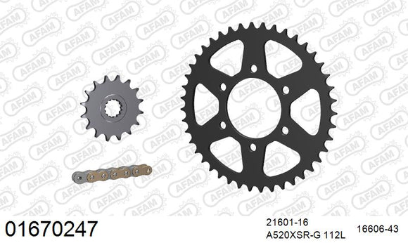 Kawasaki ZX-6R 2009-2012 - AFAM XS-ring super reinforced Chain & Steel Sprocket Kit, 520 (OE Pitch) - 01670247 - P3 Tuning