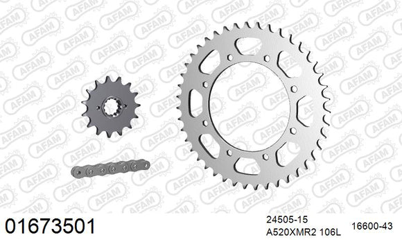 Kawasaki KLR650 2008-2014 - AFAM XS-ring Extra Reinforced Chain & Steel Sprocket Kit, 520 (OE Pitch) - 01673501 - P3 Tuning