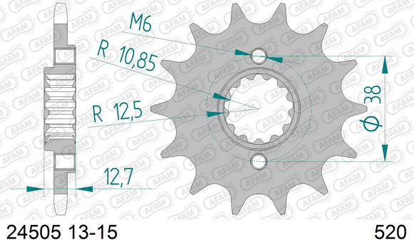 Kawasaki KLR650 2008-2014 - AFAM XS-ring Extra Reinforced Chain & Steel Sprocket Kit, 520 (OE Pitch) - 01673501 - P3 Tuning