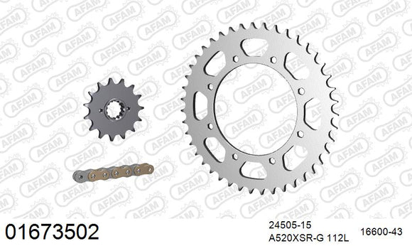Kawasaki KLX650C 1993-1996 - AFAM XS-ring Extra Reinforced Chain & Steel Sprocket Kit, 520 (OE Pitch) - 01673502 - P3 Tuning