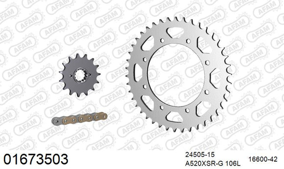 Kawasaki KLR650 1995-1997 - AFAM XS-ring Extra Reinforced Chain & Steel Sprocket Kit, 520 (OE Pitch) - 01673503 - P3 Tuning
