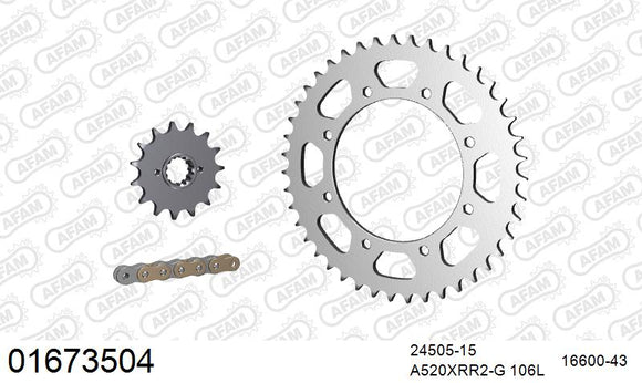 Kawasaki KLR650 1997-2006 - AFAM Xs-Ring Reinforced Plus Chain & Steel Sprocket Kit, 520 (OE Pitch) - 01673504 - P3 Tuning