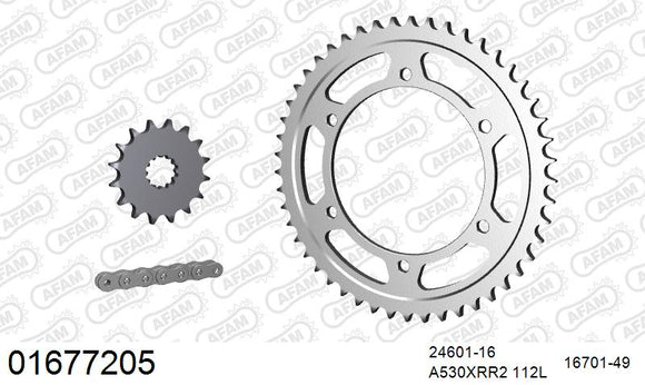 Kawasaki GPZ750R 1985-1987 - AFAM XS-ring Extra Reinforced Chain & Steel Sprocket Kit, 530 (OE Pitch) - 01677205 - P3 Tuning