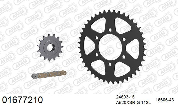 Kawasaki Z750 2007-2012 - AFAM XS-ring super reinforced Chain & Steel Sprocket Kit, 520 (OE Pitch) - 01677210 - P3 Tuning