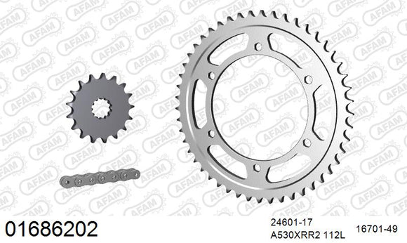 Kawasaki GPZ900R 1984-1989 - AFAM XS-ring Extra Reinforced Chain & Steel Sprocket Kit, 530 (OE Pitch) - 01686202 - P3 Tuning