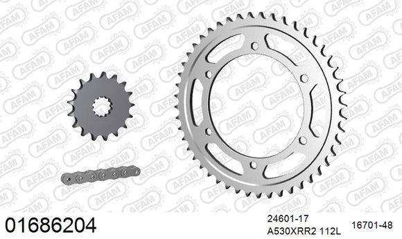 Kawasaki GPZ900R 1990-1996 - AFAM XS-ring Extra Reinforced Chain & Steel Sprocket Kit, 530 (OE Pitch) - 01686204 - P3 Tuning