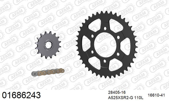 Kawasaki ZX-9R Ninja 2002-2004 - AFAM XS-ring super reinforced Chain & Steel Sprocket Kit, 525 (OE Pitch) - 01686243 - P3 Tuning