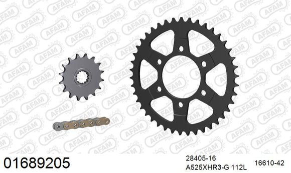 Kawasaki Z1000 2003-2006 - AFAM XS-ring Hyper reinforced Chain & Steel Sprocket Kit, 525 (OE Pitch) - 01689205 - P3 Tuning