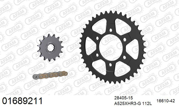 Kawasaki Ninja 1100 SX / SE 2025-2026 - AFAM XS-ring Hyper reinforced Chain & Steel Sprocket Kit, 525 (OE Pitch) - 01689211 - P3 Tuning