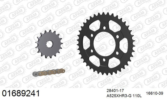 Kawasaki ZX-10R 2004-2005 - AFAM XS-ring Hyper reinforced Chain & Steel Sprocket Kit, 525 (OE Pitch) - 01689241 - P3 Tuning