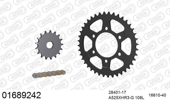 Kawasaki ZX-10R 2006-2007 - AFAM XS-ring Hyper reinforced Chain & Steel Sprocket Kit, 525 (OE Pitch) - 01689242 - P3 Tuning