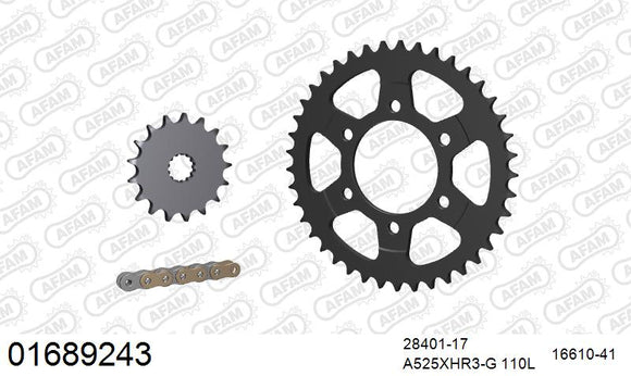 Kawasaki ZX-10R 2008-2010 - AFAM XS-ring Hyper reinforced Chain & Steel Sprocket Kit, 525 (OE Pitch) - 01689243 - P3 Tuning