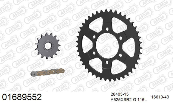 Kawasaki Versys 1000 2015-2018 - AFAM XS-ring super reinforced Chain & Steel Sprocket Kit, 525 (OE Pitch) - 01689552 - P3 Tuning