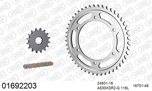 Kawasaki Zephyr 1100 1992-1996 - AFAM XS-ring super reinforced Chain & Steel Sprocket Kit, 530 (OE Pitch) - 01692203 - P3 Tuning
