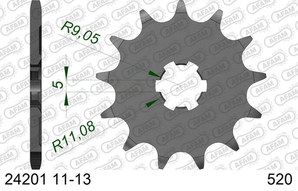 Kawasaki KX100 / 125 2000-2002 - AFAM Standard Chain & Alu Sprocket Kit, 520 (OE Pitch) - 01713812B - P3 Tuning