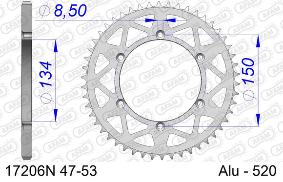 Kawasaki KX100 / 125 2000-2002 - AFAM Standard Chain & Alu Sprocket Kit, 520 (OE Pitch) - 01713812B - P3 Tuning
