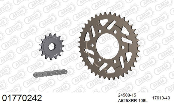 Kawasaki ZX-6R 1998-1999 - AFAM XS-ring Extra Reinforced Chain & Alu Sprocket Kit, 525 (OE Pitch) - 01770242 - P3 Tuning