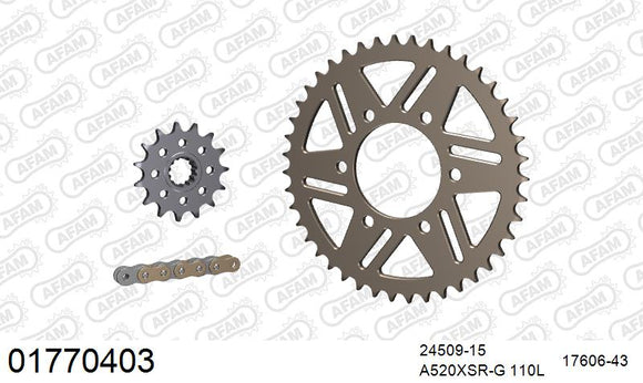 Kawasaki ZX-6R 2007 - AFAM XS-ring super reinforced Chain & Alu Sprocket Kit, 520 (OE Pitch) - 01770403 - P3 Tuning