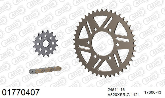 Kawasaki ZX-6R 2013-2016 - AFAM XS-ring super reinforced Chain & Alu Sprocket Kit, 520 (OE Pitch) - 01770407 - P3 Tuning
