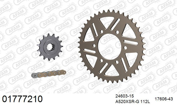 Kawasaki Z750 2004-2006 - AFAM XS-ring super reinforced Chain & Alu Sprocket Kit, 520 (OE Pitch) - 01777210 - P3 Tuning
