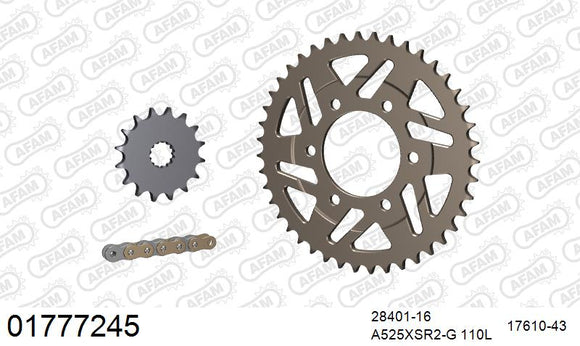 Kawasaki Ninja ZX 7 R P1,P2,P3,P4,P5,P6,P7,P8F 1996-2003 - AFAM XS-ring super reinforced Chain & Alu Sprocket Kit, 525 (OE Pitch) - 01777245 - P3 Tuning