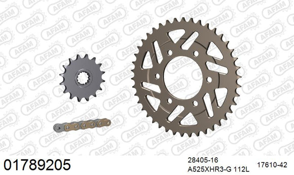 Kawasaki Z1000 2003-2006 - AFAM XS-ring Hyper reinforced Chain & Alu Sprocket Kit, 525 (OE Pitch) - 01789205 - P3 Tuning