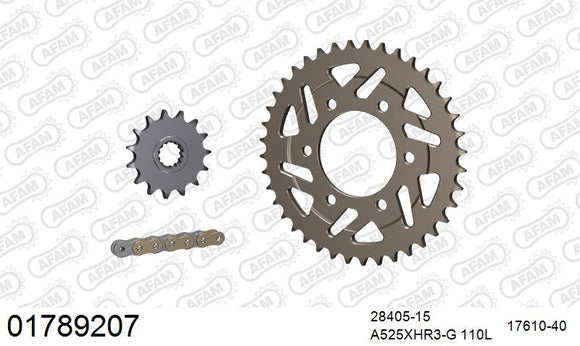Kawasaki Z1000 2007-2009 - AFAM XS-ring Hyper reinforced Chain & Alu Sprocket Kit, 525 (OE Pitch) - 01789207 - P3 Tuning