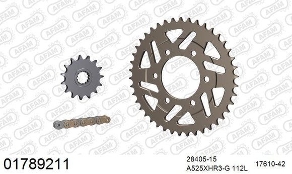 Kawasaki Ninja 1100 SX / SE 2025-2026 - AFAM XS-ring Hyper reinforced Chain & Alu Sprocket Kit, 525 (OE Pitch) - 01789211 - P3 Tuning