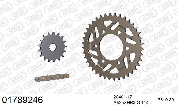 Kawasaki ZX-10R / RR 2016-2020 - AFAM XS-ring Hyper reinforced Chain & Alu Sprocket Kit, 525 (OE Pitch) - 01789246 - P3 Tuning