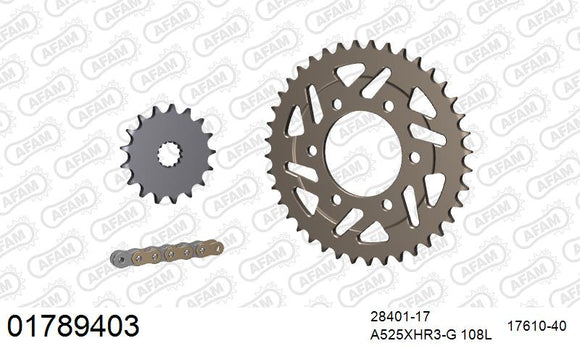 Kawasaki ZX-10R 2006-2007 - AFAM XS-ring Hyper reinforced Chain & Alu Sprocket Kit, 525 (OE Pitch) - 01789403 - P3 Tuning
