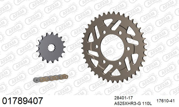 Kawasaki ZX-10R 2008-2010 - AFAM XS-ring Hyper reinforced Chain & Alu Sprocket Kit, 525 (OE Pitch) - 01789407 - P3 Tuning