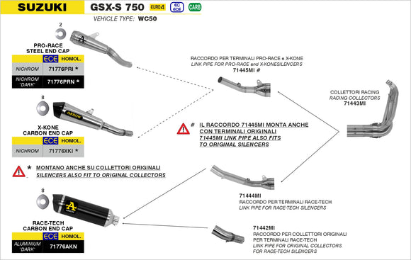 Suzuki GSX-S 750 Race-Tech aluminium silencer with carby end cap