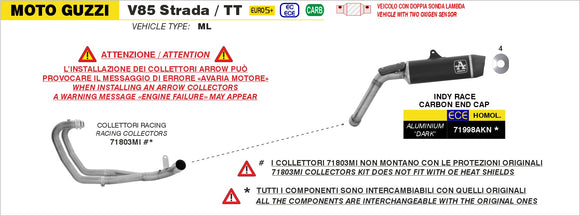 Moto Guzzi V85 TT Indy Race aluminium "Dark" silencer with carby end cap