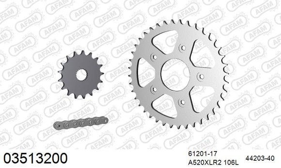 Aprilia 125 Tuono 2003-2007 - AFAM XS-ring standard Chain & Steel Sprocket Kit, 520 (OE Pitch) - 03513200 - P3 Tuning