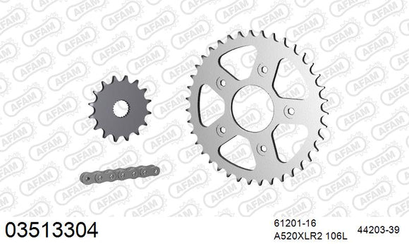 Aprilia RS125 1996-1998 - AFAM XS-ring standard Chain & Steel Sprocket Kit, 520 (OE Pitch) - 03513304 - P3 Tuning