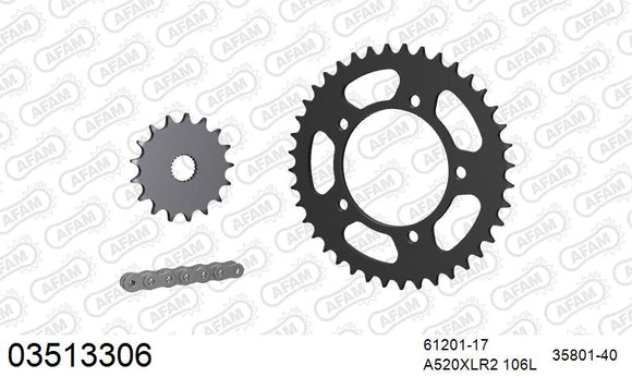 Aprilia RS125 2006-2010 - AFAM XS-ring standard Chain & Steel Sprocket Kit, 520 (OE Pitch) - 03513306 - P3 Tuning