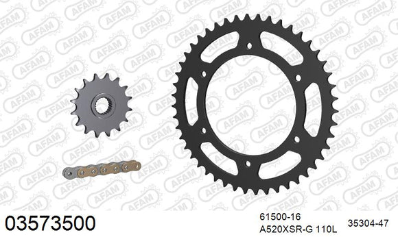 Aprilia Pegaso 650 1995 - AFAM XS-ring Extra Reinforced Chain & Steel Sprocket Kit, 520 (OE Pitch) - 03573500 - P3 Tuning