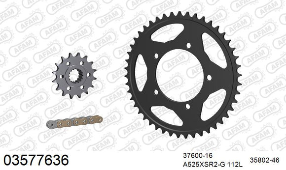 Aprilia Dorsoduro 750 / Factory 2008-2016 - AFAM XS-ring super reinforced Chain & Steel Sprocket Kit, 525 (OE Pitch) - 03577636 - P3 Tuning